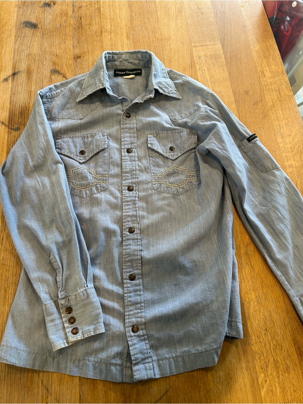 Harley-Davidson Light Blue Casual Western Snap-Front Shirt